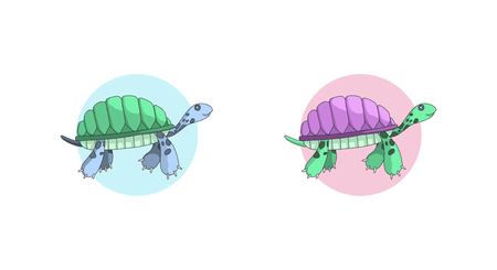Swimming turtles illustrationのイラスト素材