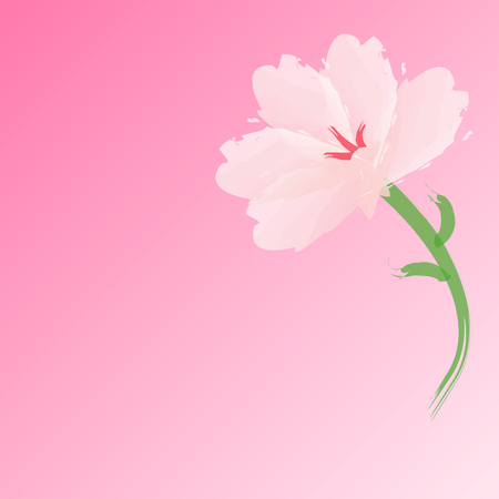 Watercolor style  flower vector pattern or invitation card design romantic  spring summer flower alone  with leaves  colorful gradient  pink red greenのイラスト素材