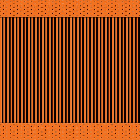 Seamless geometric vintage retro vector abstract background with polka dots and stripes orange blackのイラスト素材