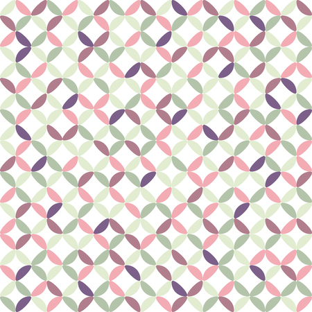 Seamless geometric pattern vector abstract background design of circles made with colorful ellipse shaped elements which creates white concave diamonds pink purple grey whiteのイラスト素材