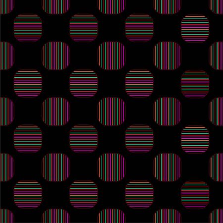 Seamless geometric pattern vector design vintage retro background abstract art with colorful horizontal and vertical lines stripes in curved square shapeのイラスト素材