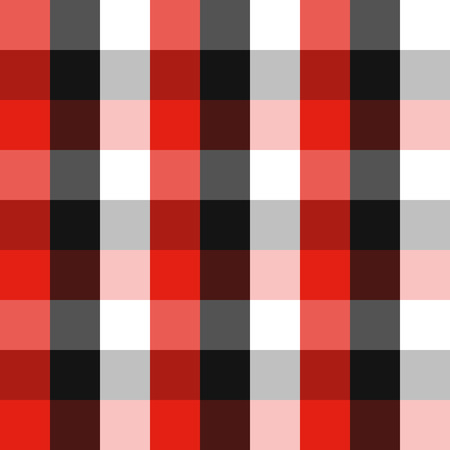 Seamless checkered plaid vector pattern geometric background colorful mosaic design made of tiled squares classic vintage retro art black red whiteのイラスト素材