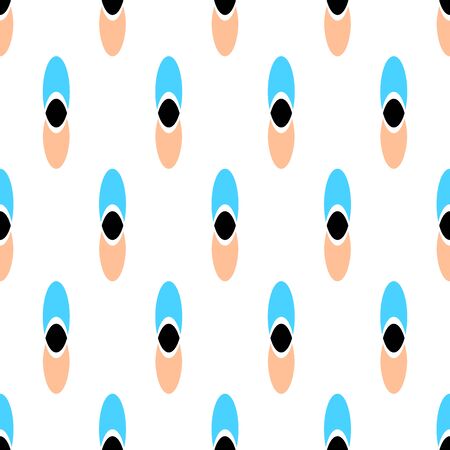 Seamless geometric pattern vector background colorful art with feather looking ellipses aqua blue pink black whiteのイラスト素材