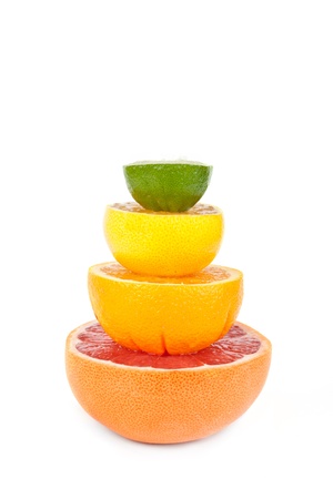 Vitamin C Overload, Stacks of sliced fruit の写真素材