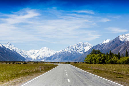 Road in high snow mountains