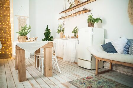 Details of still life in the home interior kitchen. Cozy autumn-winter concept. Beautiful apartment...