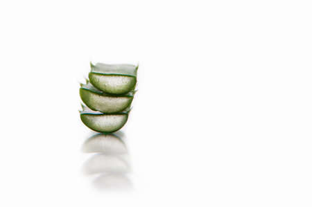 Aloe vera in serum gel with oxygen bubbles close up.の写真素材