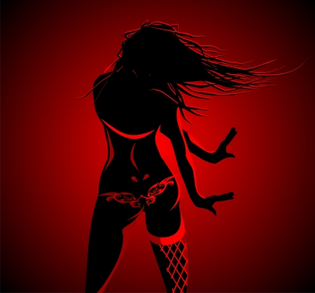 Dancing girl in red light のイラスト素材