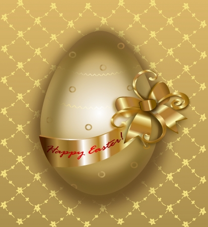 Easter greeting card with golden eggのイラスト素材