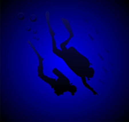 Divers in a deep immersionのイラスト素材