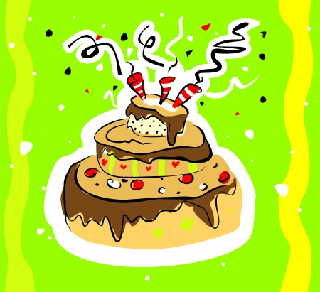 Vector bright illustration with birthday cakeのイラスト素材