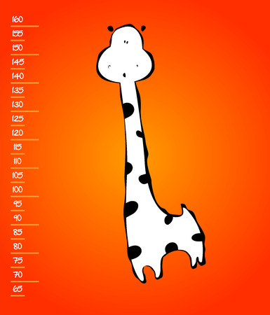 Baby height measure with funny giraffe (scale 1:2)のイラスト素材