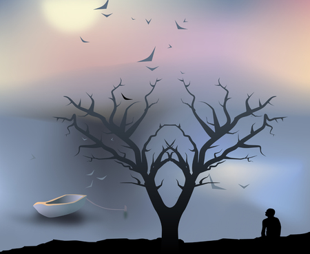 Beautiful marine landscape. Vector illustrationのイラスト素材