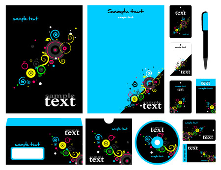 Corporate style. 12 templates: blank, card, pen, cd, note-paper, envelope, business card.のイラスト素材