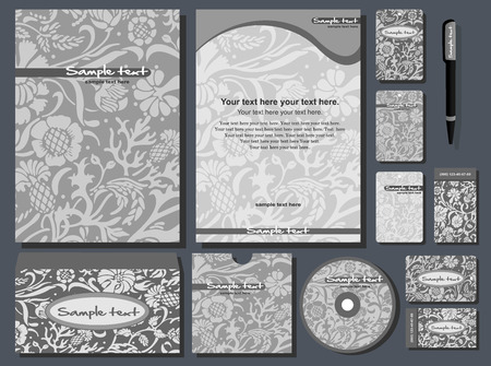 Corporate style. 12 templates: blank, card, pen, cd, note-paper, envelope, business card.のイラスト素材