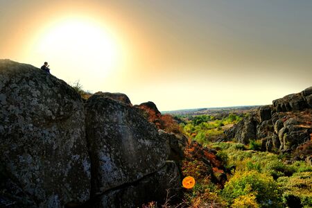 Sunset in the beautiful canyon in Ukraine.
