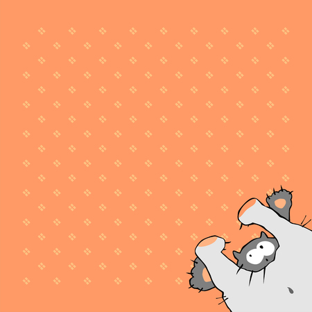 background in peach color with funny cat.のイラスト素材