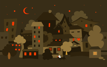Night city. illustration with seamless composition.のイラスト素材