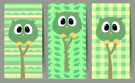 Simple vector illustration with funny owls.のイラスト素材