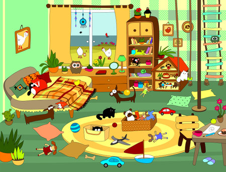 Vector cartoon illustration from the "Cozy House" series.のイラスト素材