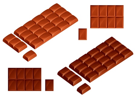 Milk and dark Chocolate	. Bar, slices and seamless pattern of chocolate.のイラスト素材