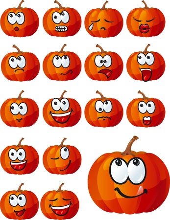 set of cute Halloween pumpkinsのイラスト素材