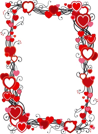 Frame with hearts. Vector ornate  frame with hearts  on white background のイラスト素材