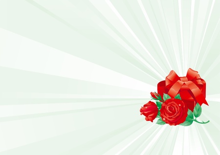 Valentines  background. Red roses and gift box with bow.のイラスト素材