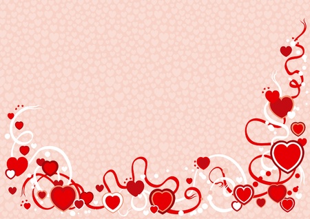 illustration of abstract valentines background with hearts and ribbons のイラスト素材