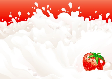 Milk with strawberries  Abstract background with milk and strawberries  There are no meshes in this image  のイラスト素材