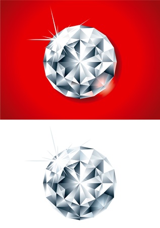 Diamond  Vector illustration of two crystals diamonds on red background and isolated on white background のイラスト素材