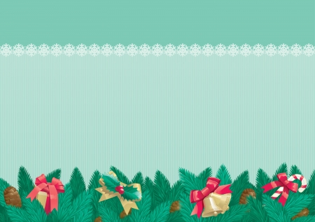 Christmas background with place for text  Vector card of christmas fir tree with Christmas decorations and cone on abstract background   のイラスト素材