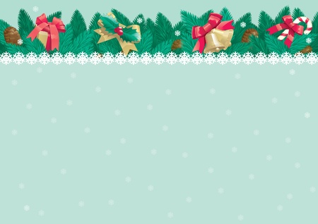 Christmas background with place for text  Vector card of christmas fir tree with Christmas decorations and cone on abstract background   のイラスト素材