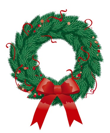 Christmas fir wreath  Vector abstract christmas illustration of  wreath on white backgroundのイラスト素材