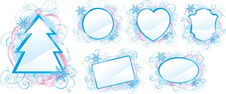 Winter borders  Set of vector ornate frames with snowflakes  のイラスト素材