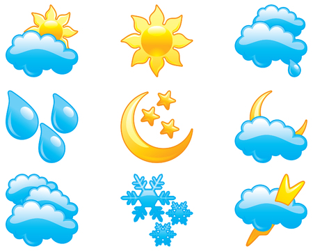 Weather icons  Set of vector computer glossy icons for weatherのイラスト素材