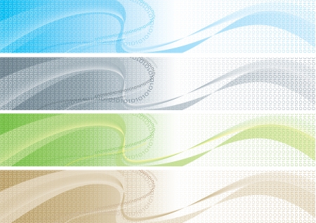 Set of color banners with binary code  Vector abstract colorful backgrounds with binary code for internet bannersのイラスト素材