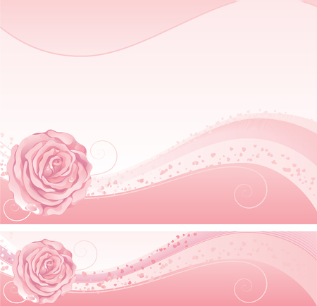 Pink rose Abstract  and banner with pink rose のイラスト素材