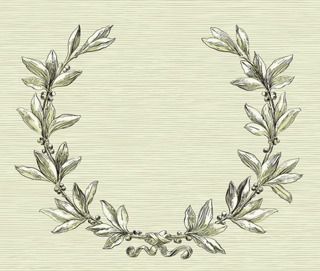 Laurel wreath Decorative element with copy space at color engraving style  のイラスト素材