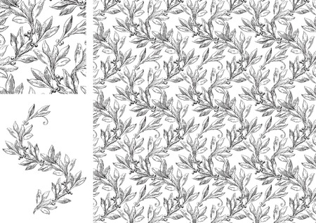 Vintage Vector ornate seamless pattern with laurel leaves  without white のイラスト素材