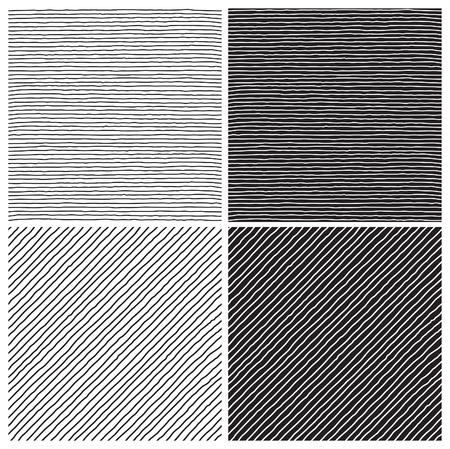 Hatch  patterns. Vector seamless  backgrounds with hatch at doodle styleのイラスト素材
