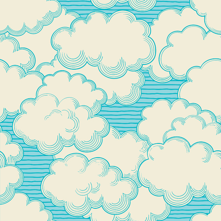 Cloudy turquoise sky. Retro styleのイラスト素材
