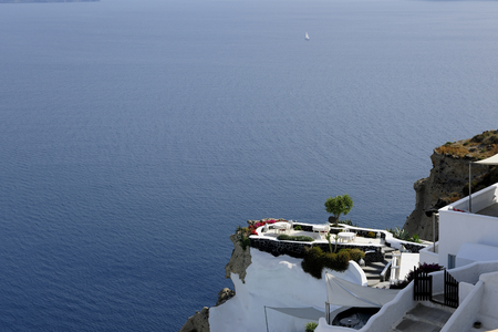 Luxury sea view balcony in Santoriniの写真素材