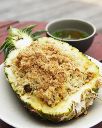 Fired Rice with whole pineapple in Thailand styleの写真素材