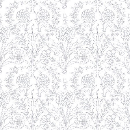 Traditional Arabic ornament seamless. Floral Ornamental pattern. Iznik . Background. Coloring.のイラスト素材