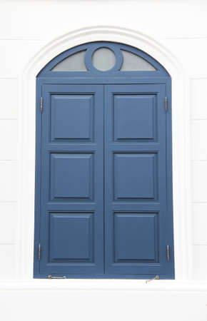 blue window on white backgroundの写真素材