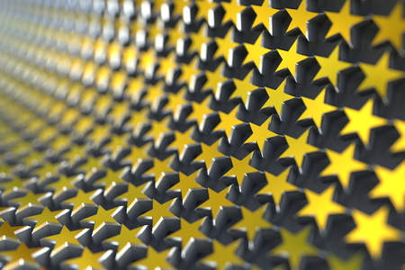 The golden stars align with curve and focus with the shallow depth of field.の写真素材