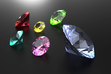 3D rendering image for many kinds of gem in the dark environment.の写真素材