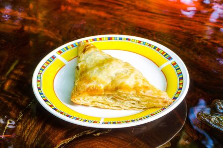 piece of pie on dishの写真素材