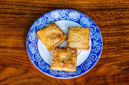 piece of pie on dishの写真素材